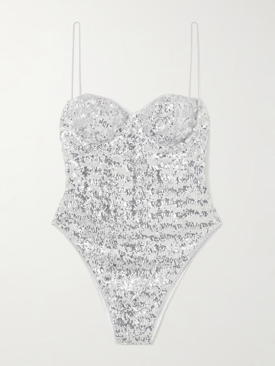 Oseree Other - Oseree silver sequined one piece swimsuit